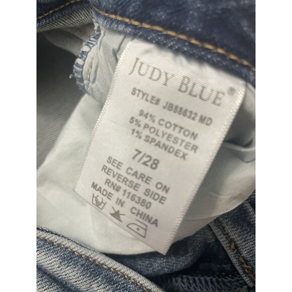 Judy Blue Mid Rise Destroyed & Released Hem Bootcut Jeans women 7/28 - Picture 9 of 10